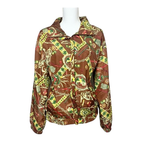 VINTAGE Rousso EVR Windbreaker Bomber Jacket Chainlink Full Zip Size Large - Picture 1 of 7